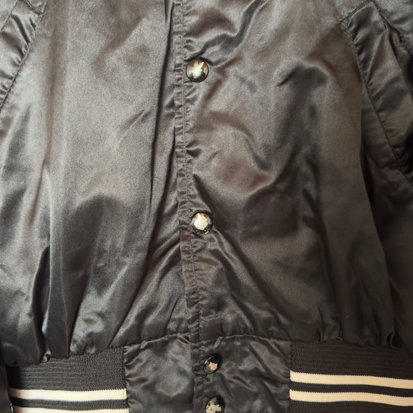 Vintage Black Satin Bomber Jacket Embroidered Dusty’s Barn Dance Gramps - Picture 11 of 12